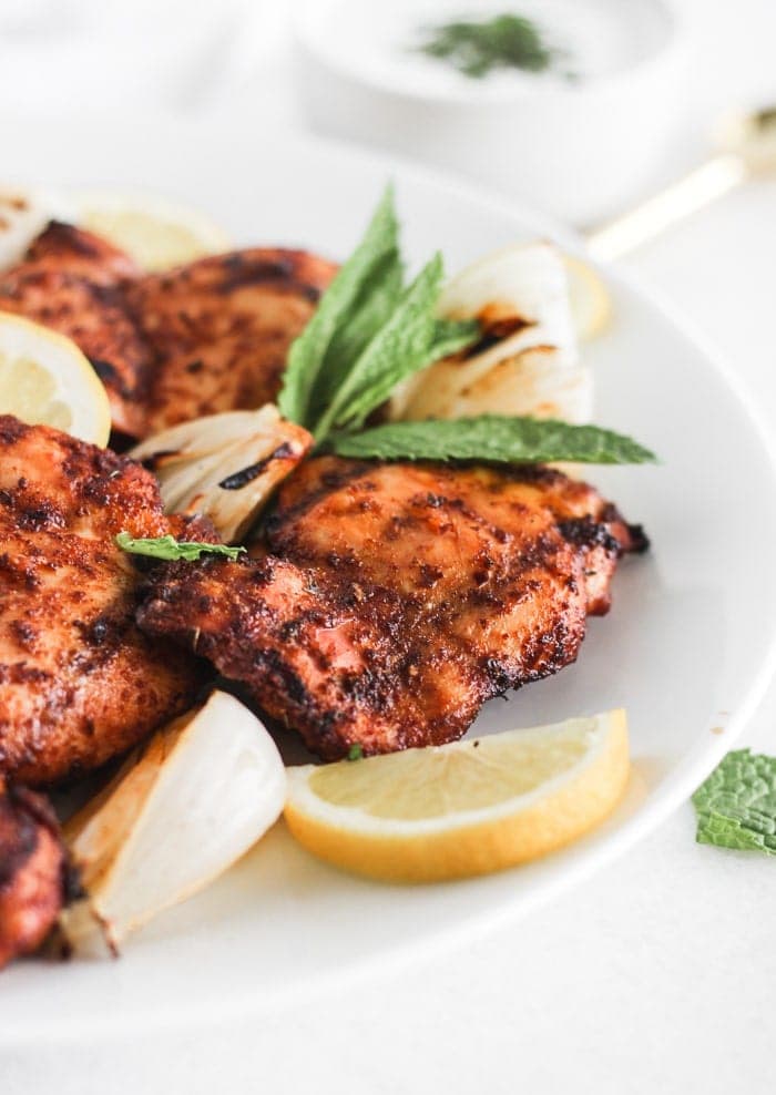 Harissa Grilled Chicken With Lemon Mint Yogurt Sauce Lively Table