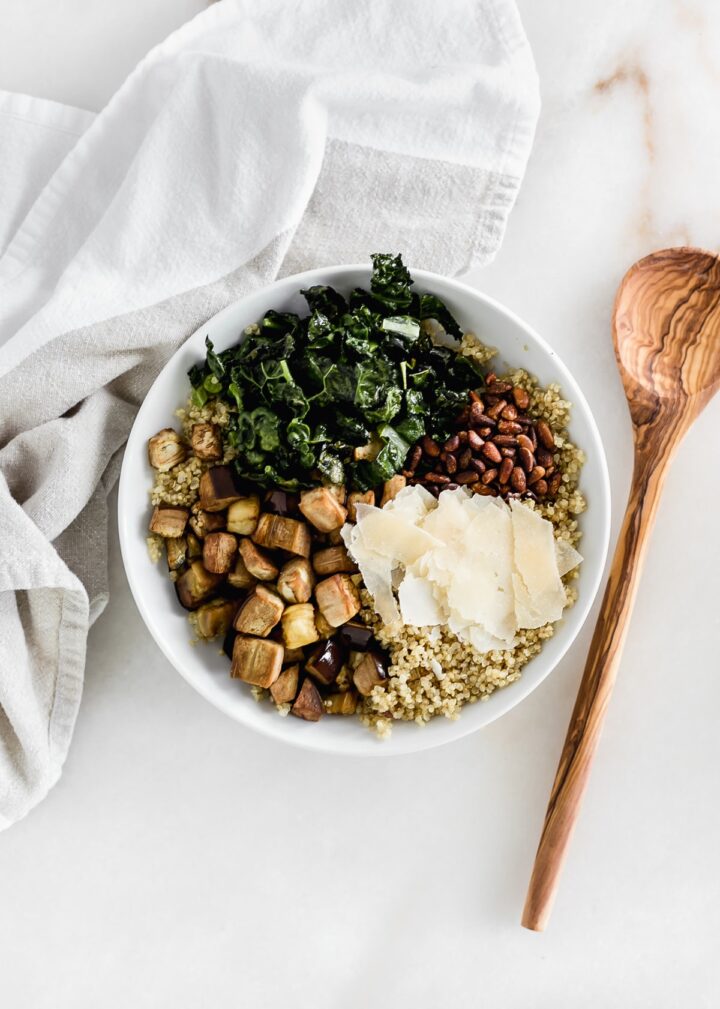 Roasted Eggplant and Kale Quinoa Salad - Lively Table