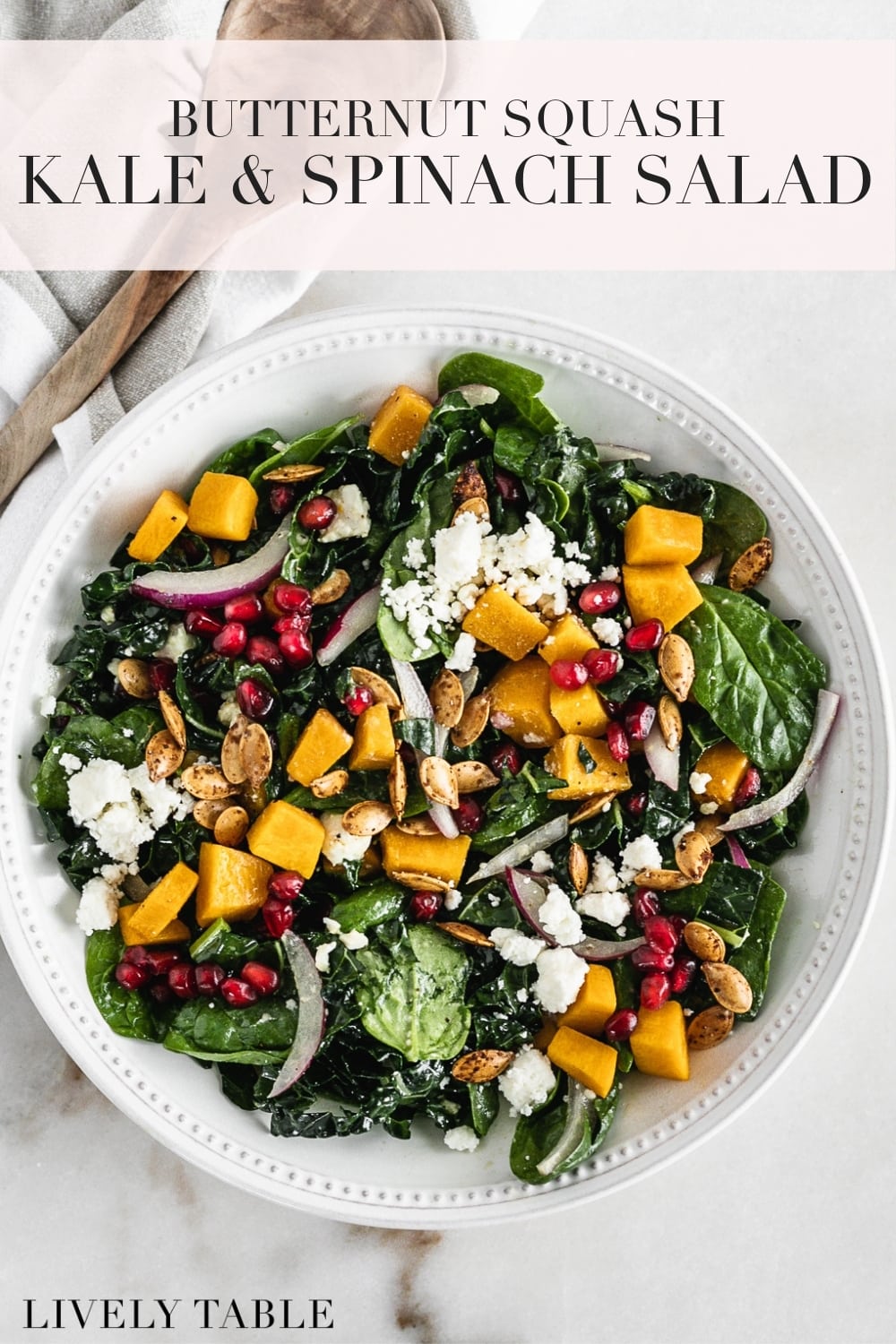 Butternut Squash Kale and Spinach Salad - Lively Table