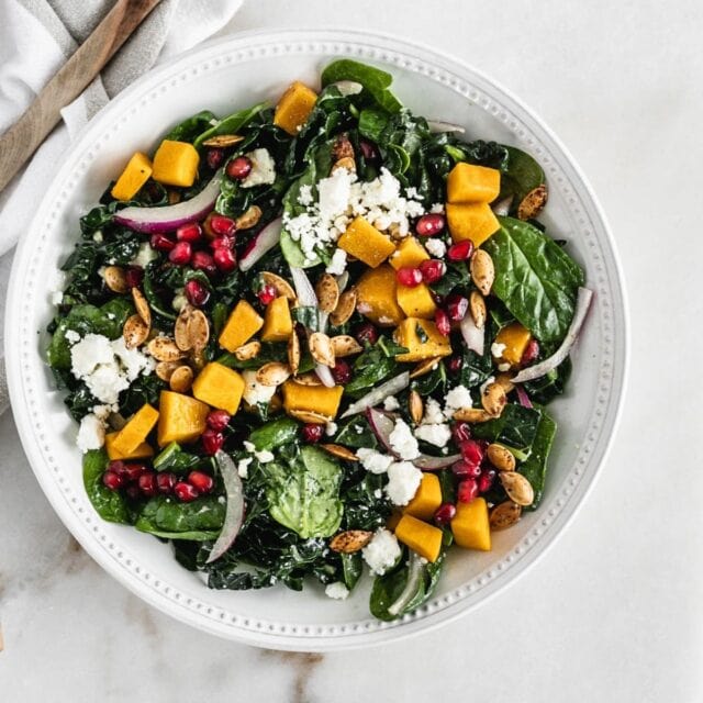 Butternut Squash Kale and Spinach Salad - Lively Table