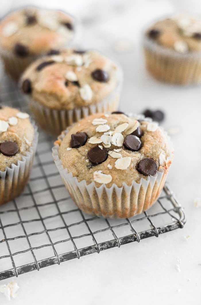 Healthy banana chocolate chip blender muffins are a super easy and nutritious make-ahead breakfast or snack you can enjoy on the go! (gluten-free)