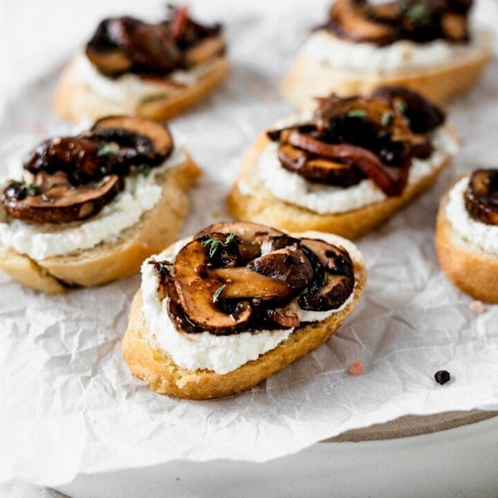 Balsamic Mushroom Ricotta Crostini - Lively Table