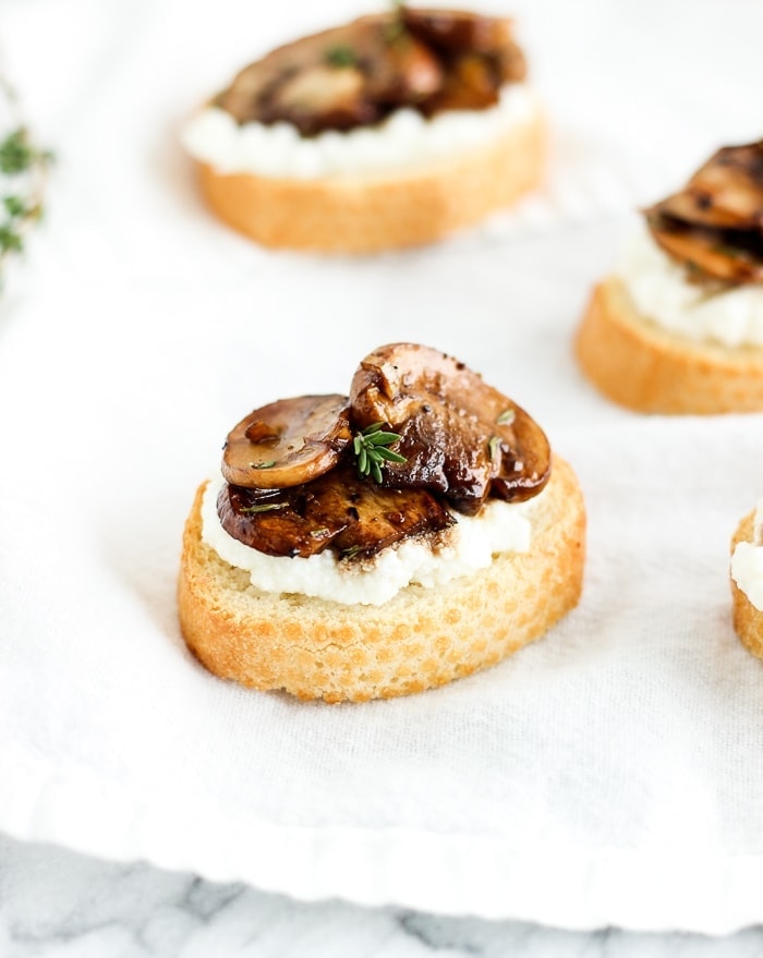 Balsamic Mushroom Ricotta Crostini - Lively Table