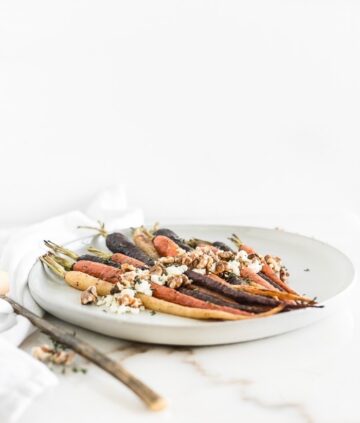 Maple Dijon Roasted Carrots with Goat Cheese and Walnuts - Lively Table