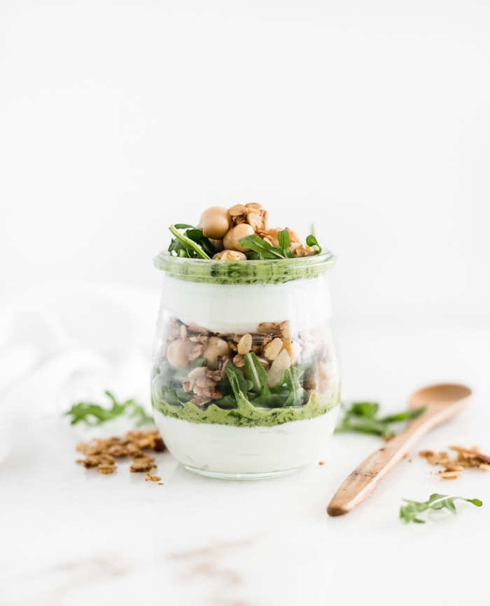 Savory Pesto Chickpea Yogurt Parfait