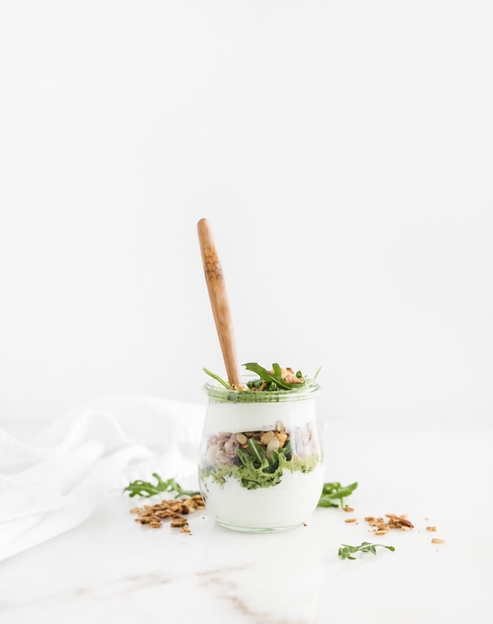 Savory Pesto Chickpea Yogurt Parfait