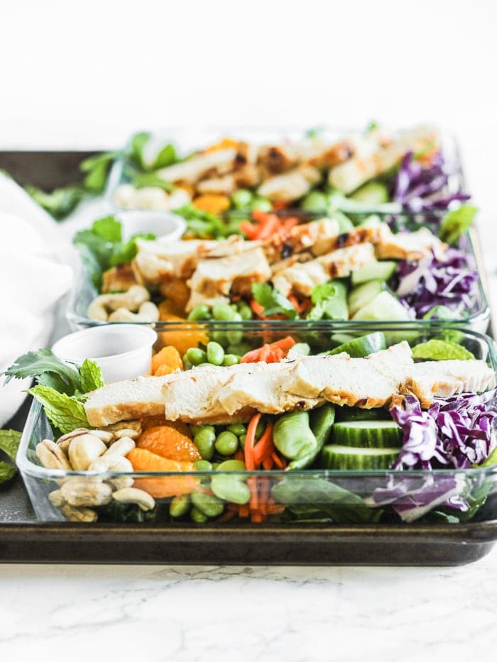 meal prep asian miso chicken salad bowls