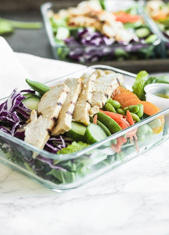 meal prep asian miso chicken salad bowls