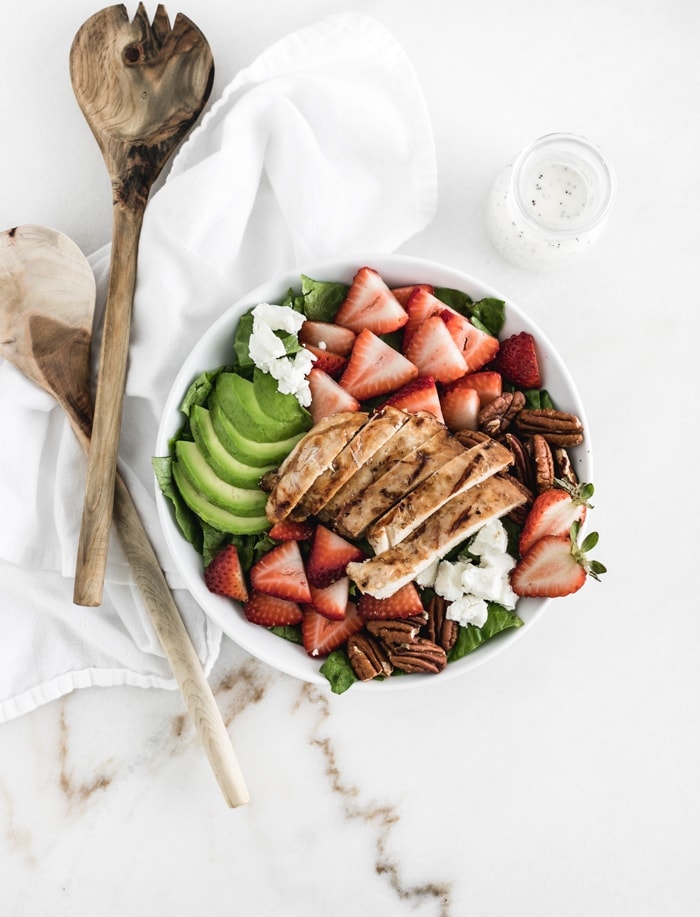 Strawberry Avocado Salad with Grilled Chicken