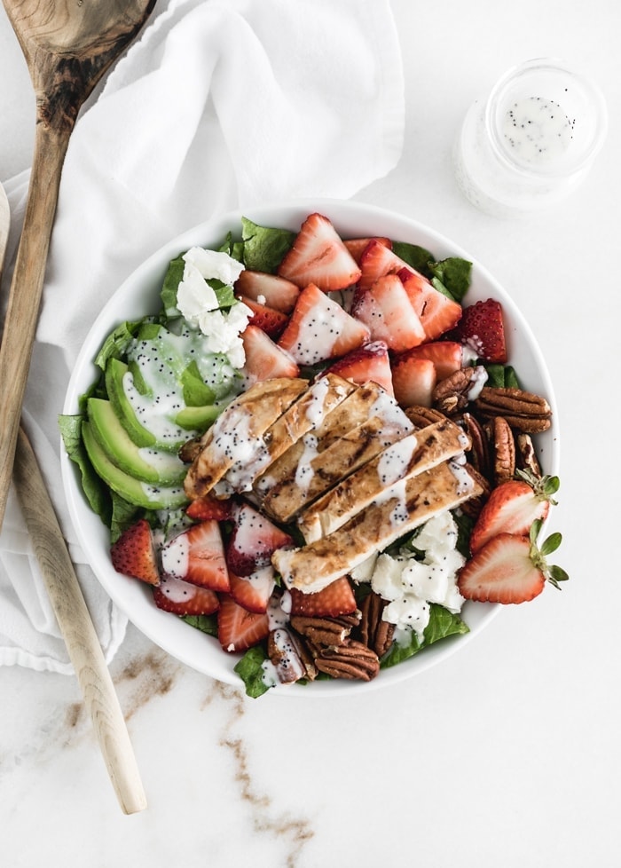 Strawberry Avocado Salad with Grilled Chicken