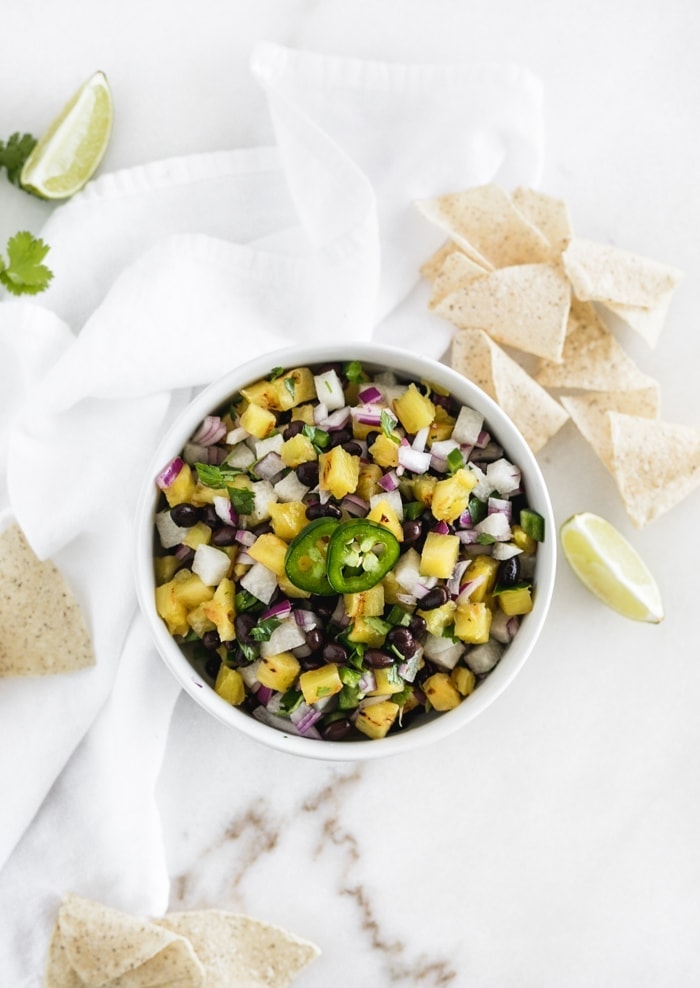 Grilled Pineapple Black Bean Jicama Salsa