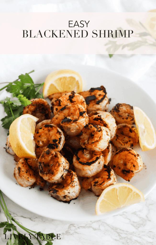 Delicious blackened shrimp with a simple blackenening seasoning recipe for a quick, protein-packed meal! (#Glutenfree, #dairyfree, #nutfree, #paleo and #whole30 friendly.) #shrimp #blackened #seafood #easy #healthy #recipes