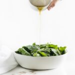This delicious Blackberry Peach Kale Salad is a great way to eat summer fruit! With toasted almonds, goat cheese, mint and a lemon poppy seed vinaigrette, it's a perfect light lunch or side dish!