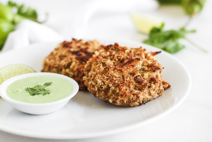 Healthier Hatch Chile Crab Cakes - Lively Table