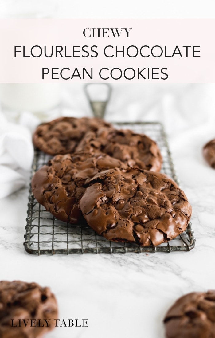 Chewy Flourless Chocolate Pecan Cookies