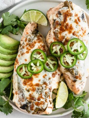 Grilled green chile chicken.