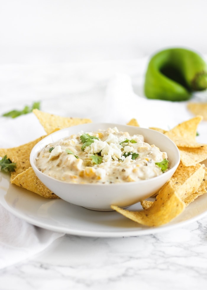 healthy slow cooker green chile corn dip
