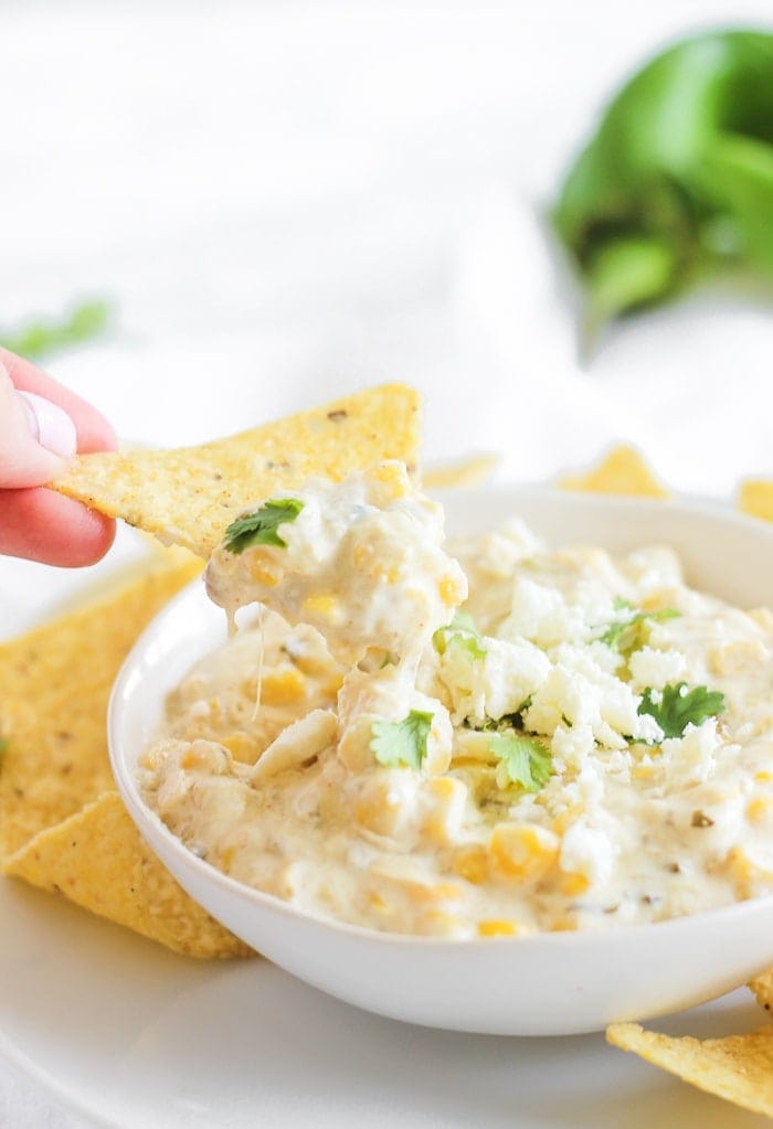 healthy slow cooker green chile corn dip