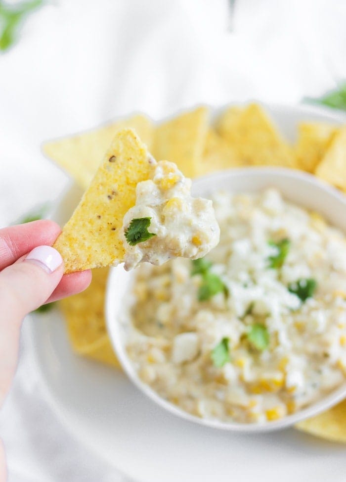 healthy slow cooker green chile corn dip