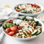 healthy greek chicken bowls sheet pan dinner
