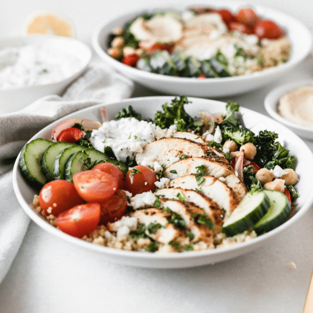 Healthy Greek Chicken Bowls (Sheet Pan Recipe)