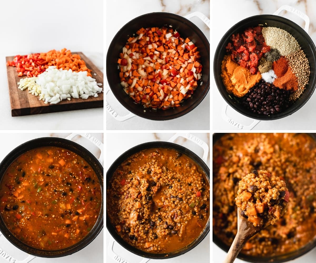 Vegan Pumpkin Lentil Chili with Quinoa