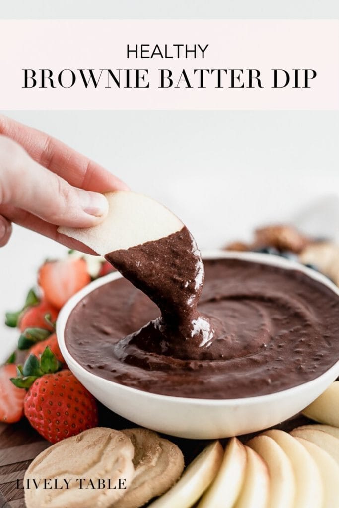 pinterest image for healthy brownie batter dip.