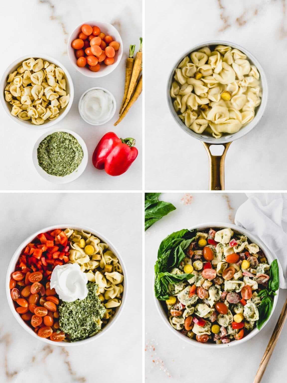 Creamy Tortellini Pesto Pasta Salad - Lively Table