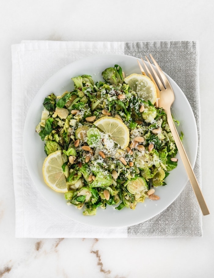 Lemon Parmesan Shaved Brussels Sprouts