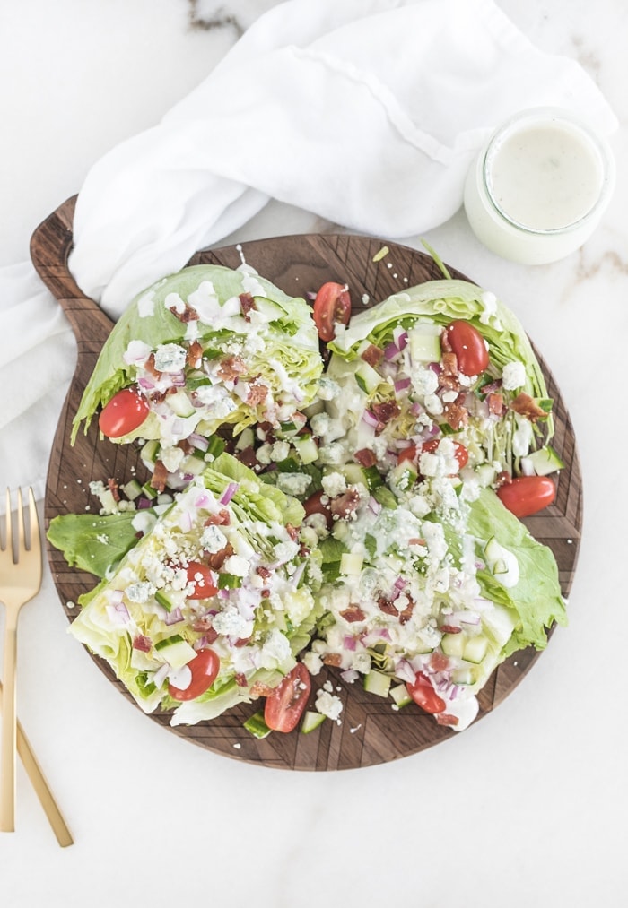 wedge salads with homemade blue cheese dressing