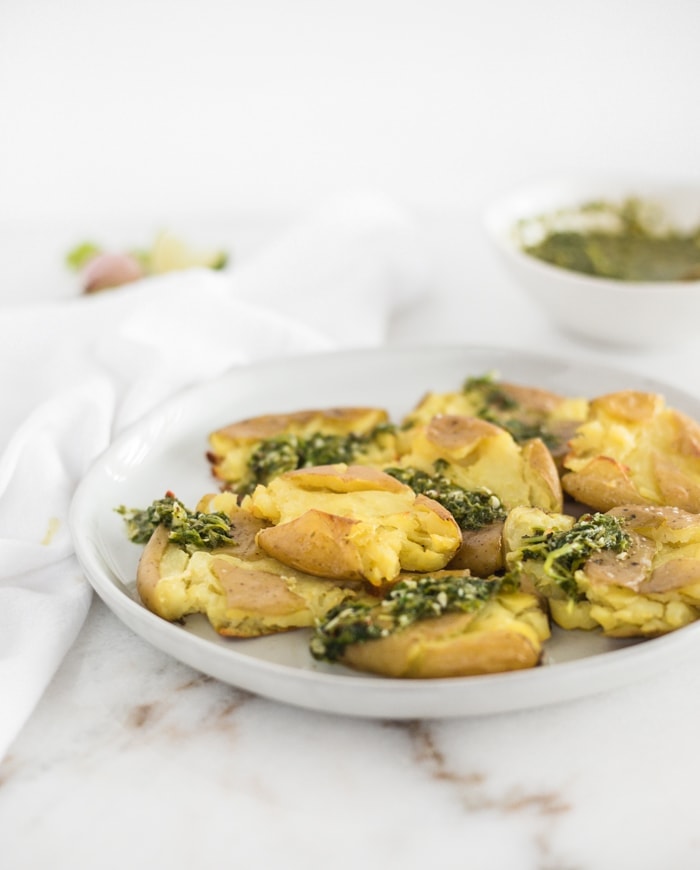 Smashed Potatoes with Chimichurri