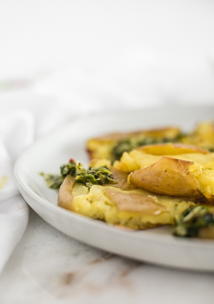 Smashed Potatoes with Chimichurri