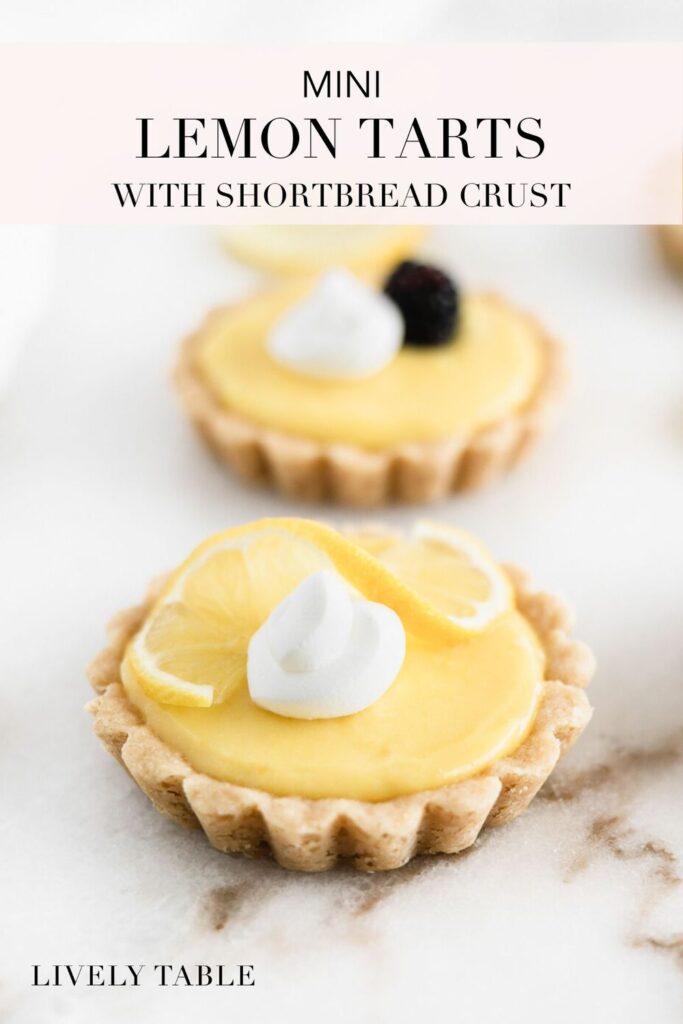 Pinterest image for mini lemon tarts.