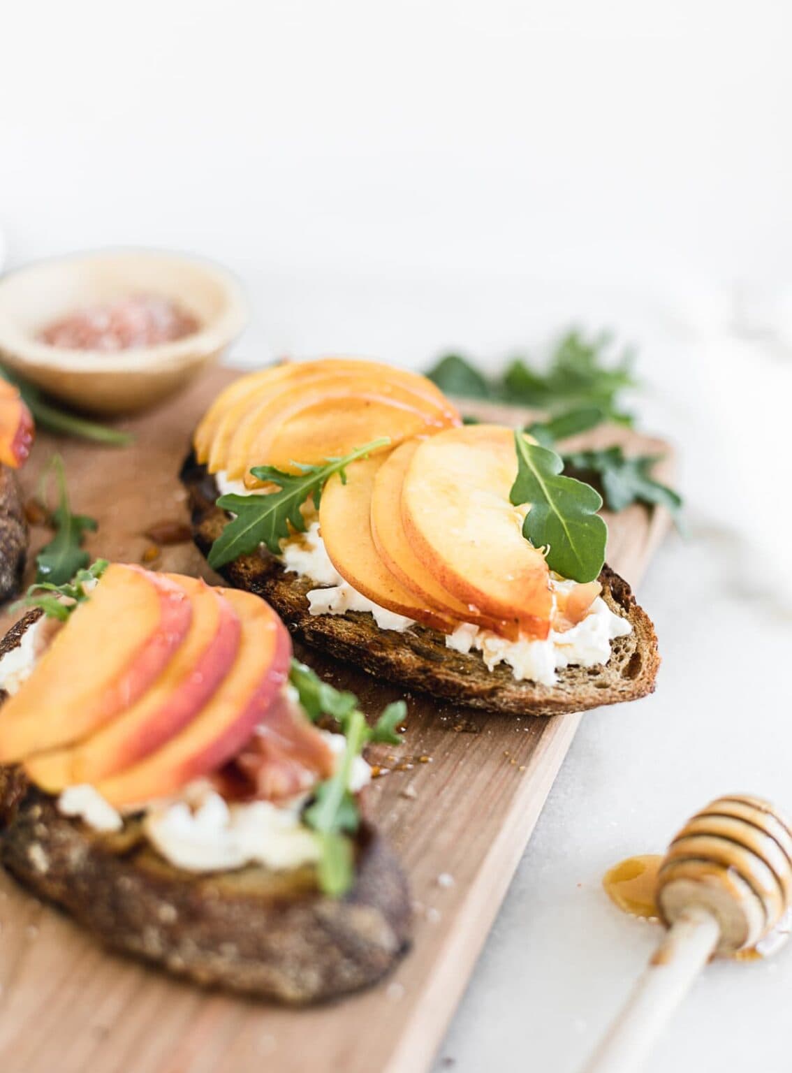 Peach Bruschetta with Prosciutto and Burrata Lively Table