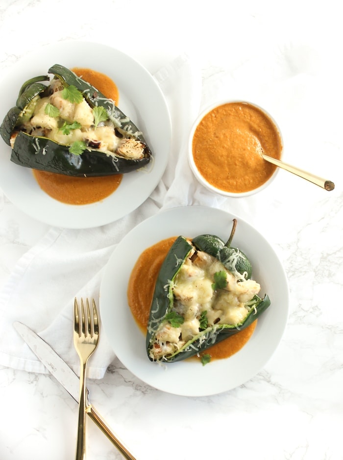 Grilled chicken chile rellenos are a healthier, easier twist on the Mexican classic. Made entirely on the grill from start to finish with real food ingredients, these grilled rellenos make a delicious and healthy dinner with easy clean up! (gluten-free) | via livelytable.com