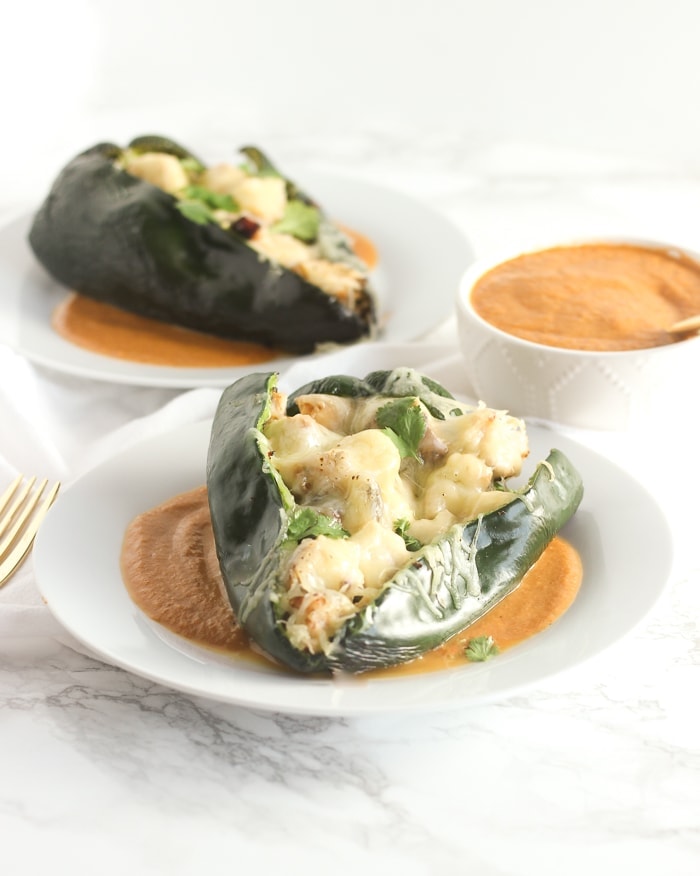 Grilled chicken chile rellenos are a healthier, easier twist on the Mexican classic. Made entirely on the grill from start to finish with real food ingredients, these grilled rellenos make a delicious and healthy dinner with easy clean up! (gluten-free) | via livelytable.com