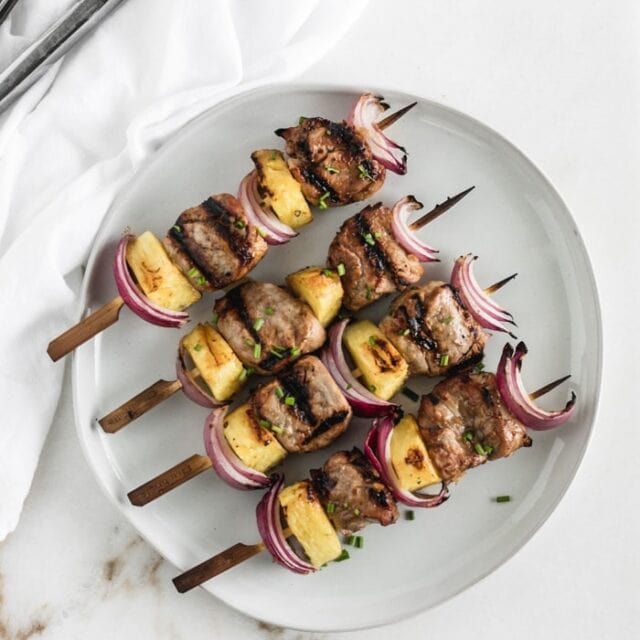 Grilled Pineapple Teriyaki Pork Kabobs - Lively Table