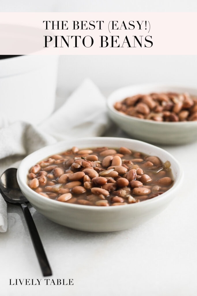 pinterest image with text for the best easy pinto beans.