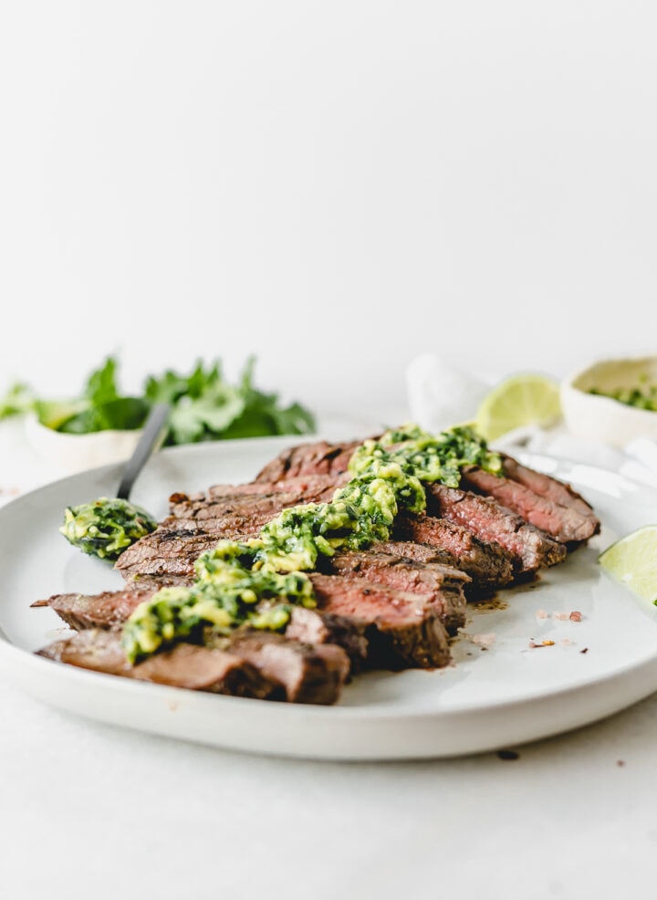 Grilled Flank Steak With Avocado Chimichurri - Lively Table