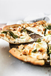 Garlic Chicken White Pizza (Pizza Bianca) - Lively Table