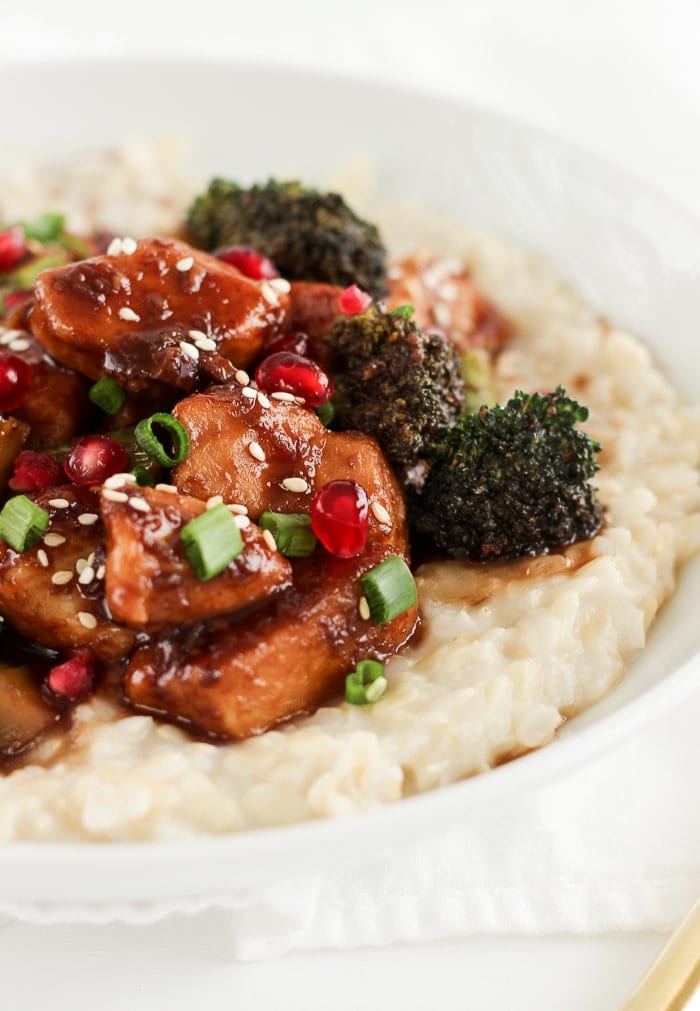 Sticky Pomegranate Ginger Chicken and Broccoli with Coconut Brown Rice ...