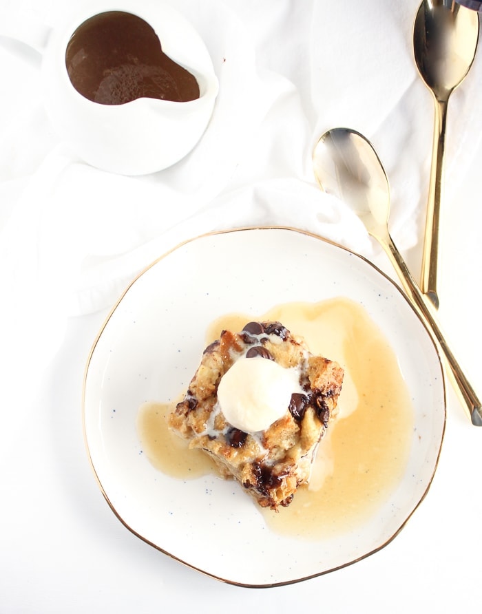 Bourbon Banana Chocolate Chip Bread Pudding - Lively Table