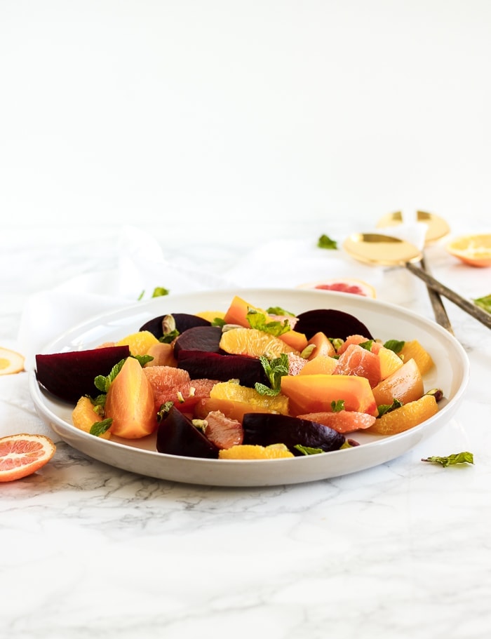 Citrus beet salad with pistachios and mint