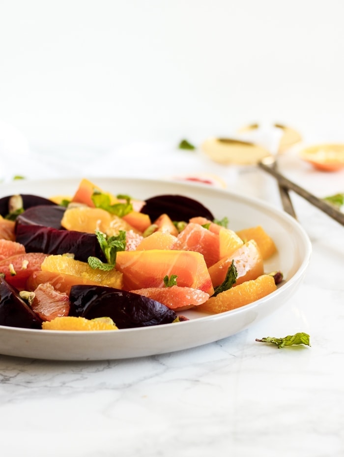 Citrus beet salad with pistachios and mint