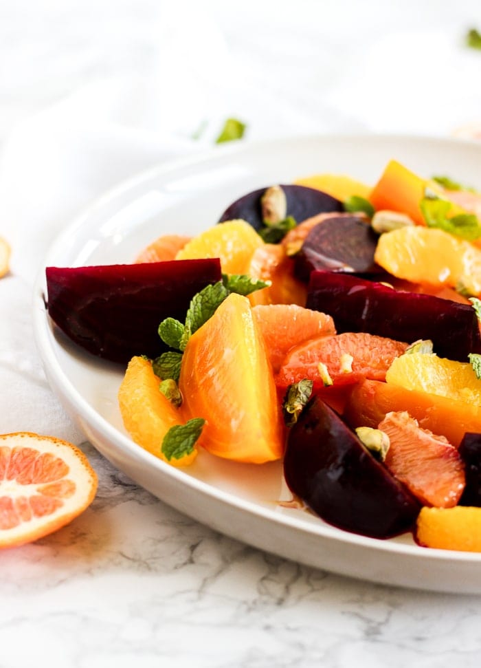 Citrus beet salad with pistachios and mint