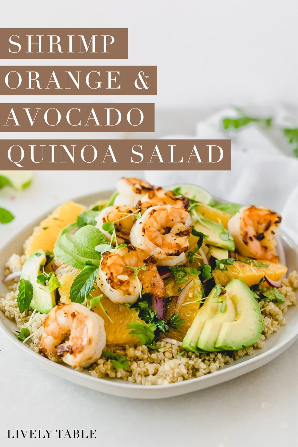 Shrimp, Orange and Avocado Quinoa Salad - Lively Table