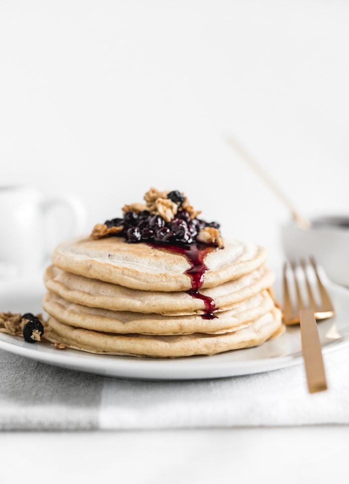 No Added Sugar Blueberry Muffin Pancakes