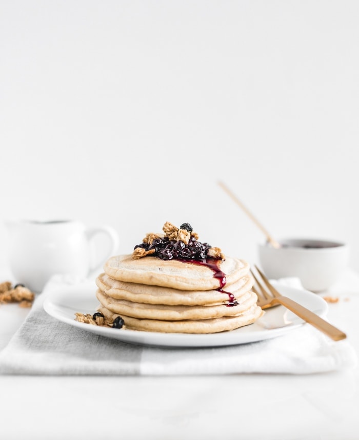 No Added Sugar Blueberry Muffin Pancakes