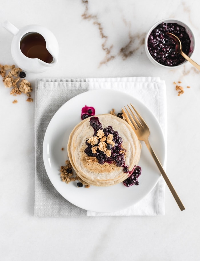 No Added Sugar Blueberry Muffin Pancakes