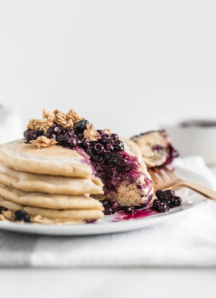 No Added Sugar Blueberry Muffin Pancakes